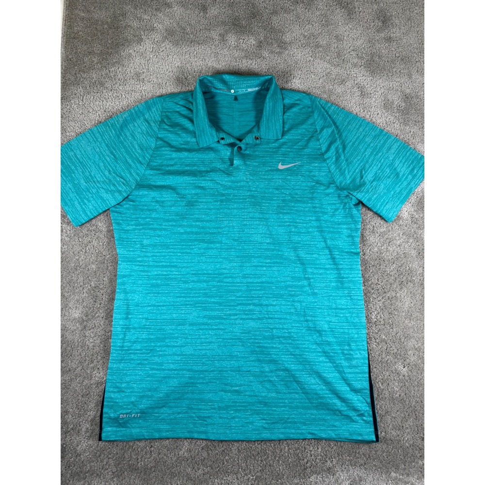 Nike Tiger Woods Collection Dri-FIT Golf Polo Teal Space Dye Mens Large